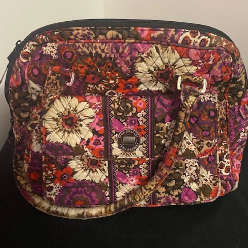 Vera Bradley Pink/Purple/Orange Floral turn lock satchel
